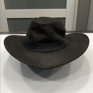 🤠Brown Genuine Leather Trilby / Fedora / Rancher Hat – Size M